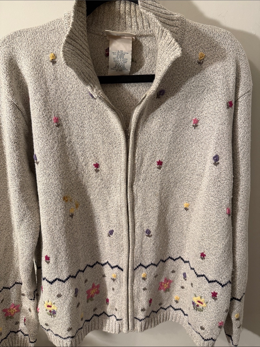 Vintage 1990s Northern Reflections Light Embroidered sweater Zip Jacket
